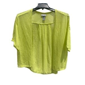 Catherines y2k 90s Neon Lime Green Sheer Cardigan Beach Vacation Pool Size 2X